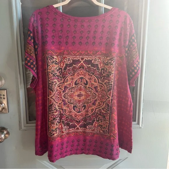 Lucky Brand Women’s Mandala Bohemian Pink Purple Persian Print Plus Oversized 3x - Picture 3 of 8